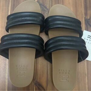Billabong Women's Black and Tan Slide Sandals